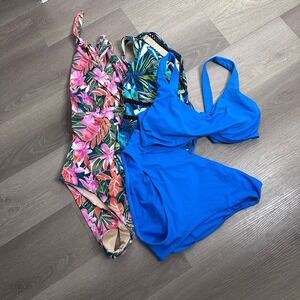 Swimsuits For All Womens Plus Size 18 Lot of 3 Swimsuits Colorful Floral